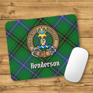 Clan Henderson Crest over Tartan Mouse Mat