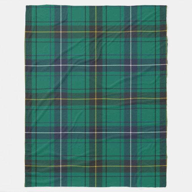 Clan Henderson Plaid Green Black Tartan Check Fleece Blanket (Front)