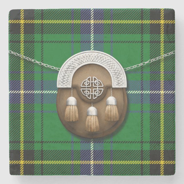 Clan Henderson Tartan And Sporran Stone Coaster (Front)