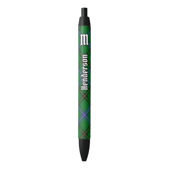 Clan Henderson Tartan Black Ink Pen (Front Vertical)