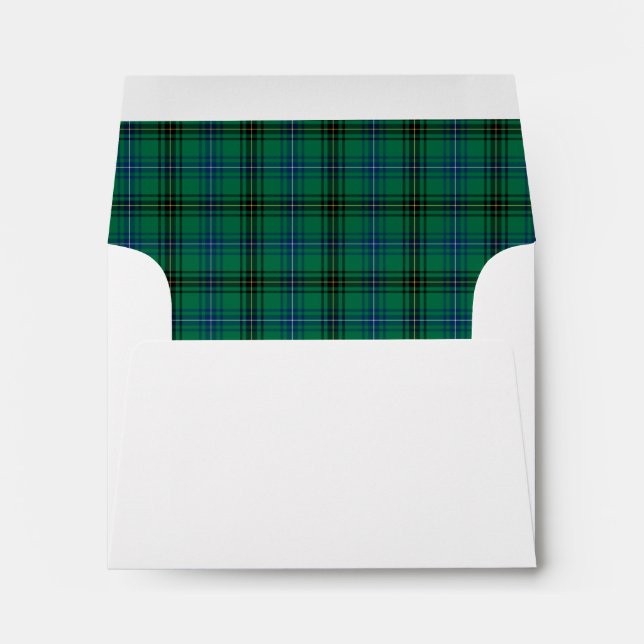Clan Henderson Tartan Bright Green and Blue Plaid Envelopes (Back (Bottom))