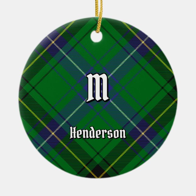 Clan Henderson Tartan Ceramic Tree Decoration (Front)