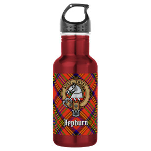 Clan Hepburn Crest over Tartan 532 Ml Water Bottle