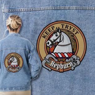 Clan Hepburn Crest over Tartan Denim Jacket