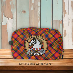 Clan Hepburn Crest over Tartan Dopp Kit