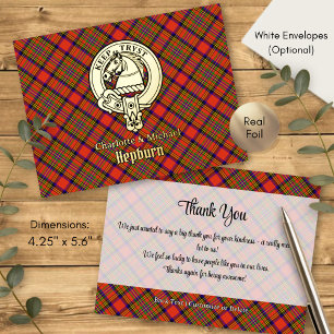Clan Hepburn Crest over Tartan Foil Invitation Postcard
