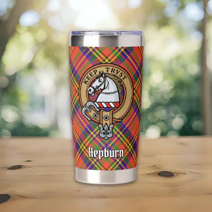 Clan Hepburn Crest over Tartan Insulated Tumbler