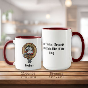 Clan Hepburn Crest over Tartan Mug