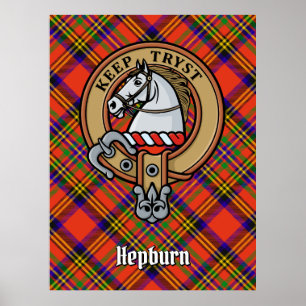 Clan Hepburn Crest over Tartan Poster