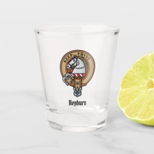 Clan Hepburn Crest over Tartan Shot Glass