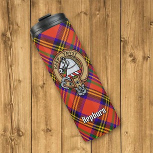 Clan Hepburn Crest over Tartan Thermal Tumbler
