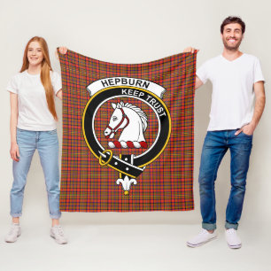 Clan Hepburn Modern Tartan Plaid Fleece Blanket