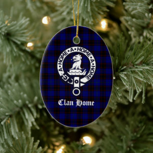 Clan Home Crest Badge and Tartan Ceramic Tree Decoration