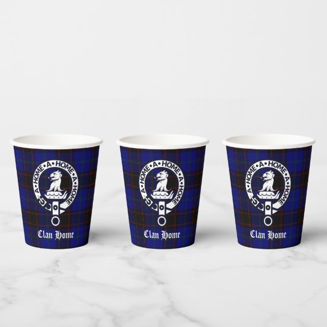 Clan Home Crest Badge and Tartan  Paper Cups (Multi)