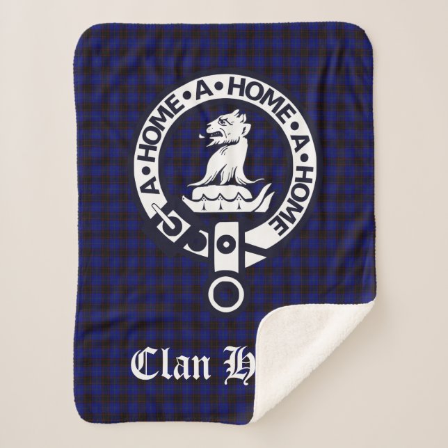 Clan Home Crest Badge and Tartan Sherpa Blanket (Front)