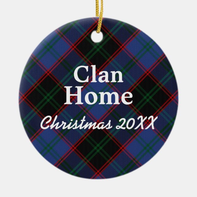Clan Home Hume Scottish Tartan Ceramic Tree Decoration (Front)