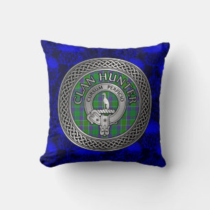Clan Hunter Crest & Tartan Knot Cushion