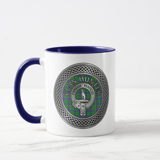 Clan Hunter Crest & Tartan Knot Mug (Left)