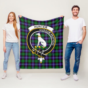 Clan Hunter Tartan Plaid Fleece Blanket