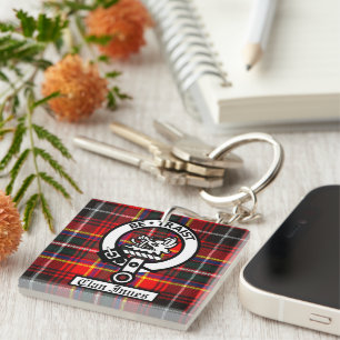 Clan Innes Crest Badge and Tartan Key Ring