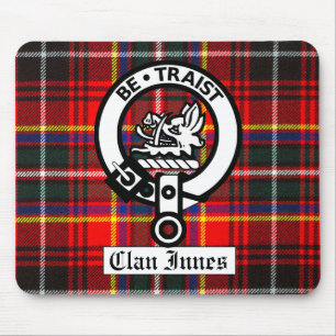 Clan Innes Crest Badge and Tartan Mouse Mat