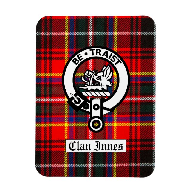 Clan Innes Crest Badge & Tartan Magnet (Vertical)