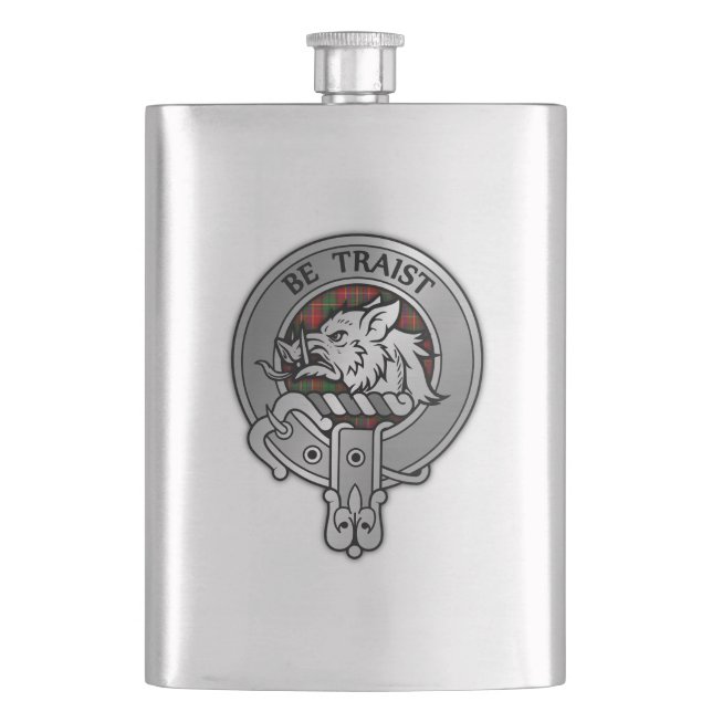 Clan Innes Crest & Tartan Hip Flask (Front)