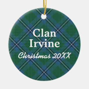 Clan Irvine Scottish Tartan Ceramic Tree Decoration