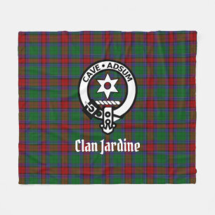 Clan Jardine Crest Badge And Tartan Fleece Blanket