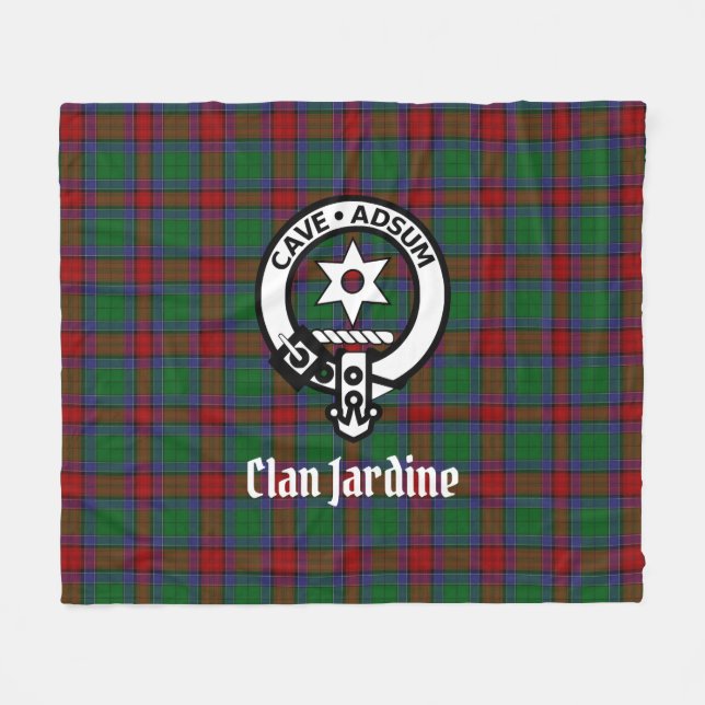 Clan Jardine Crest Badge And Tartan  Fleece Blanket (Front (Horizontal))