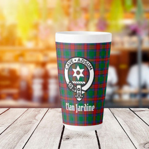 Clan Jardine Crest Badge And Tartan Latte Mug