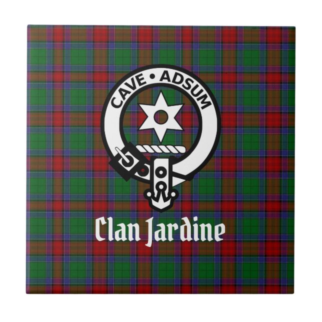Clan Jardine Crest Badge And Tartan  Tile (Front)