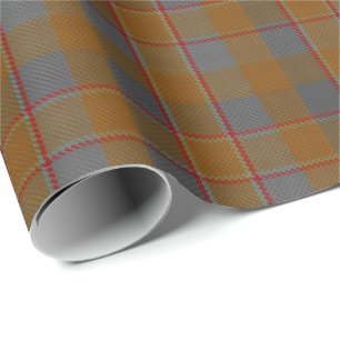 Clan Jardine Scottish Orange Grey Red Tartan Plaid Wrapping Paper