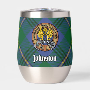Clan Johnston Crest over Tartan