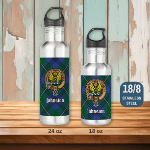 Clan Johnston Crest over Tartan 710 Ml Water Bottle