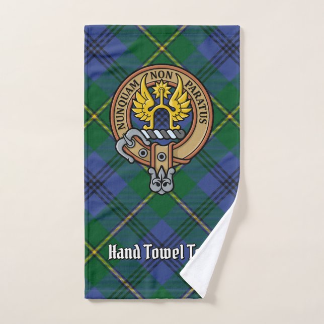 Clan Johnston Crest over Tartan Bath Towel Set (Hand Towel)