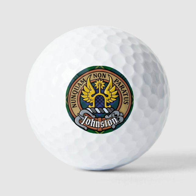 Clan Johnston Crest over Tartan Golf Balls (Front)