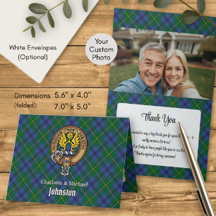 Clan Johnston Crest over Tartan Invitation