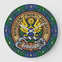 Clan Johnston Crest over Tartan