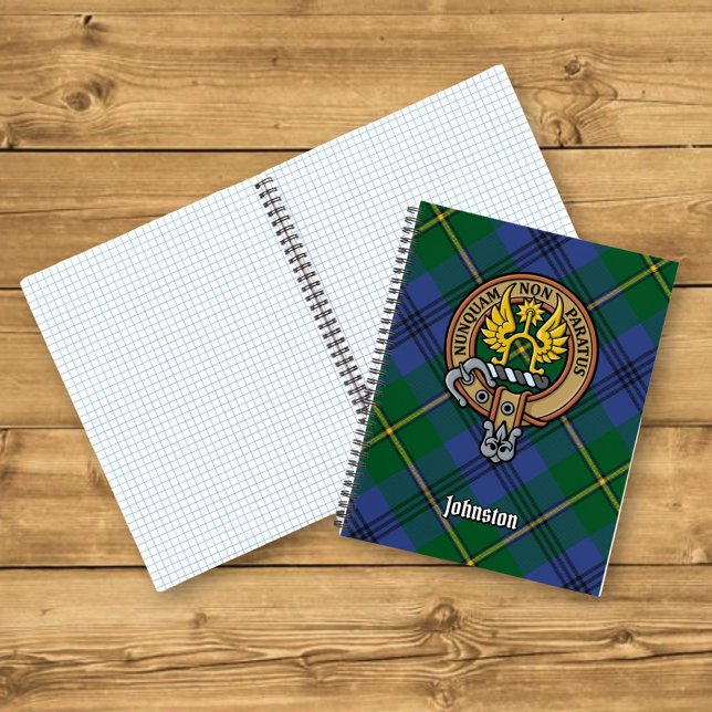 Clan Johnston Crest over Tartan Notebook (Creator Uploaded)