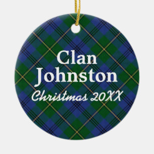 Clan Johnston Scottish Tartan Ceramic Tree Decoration