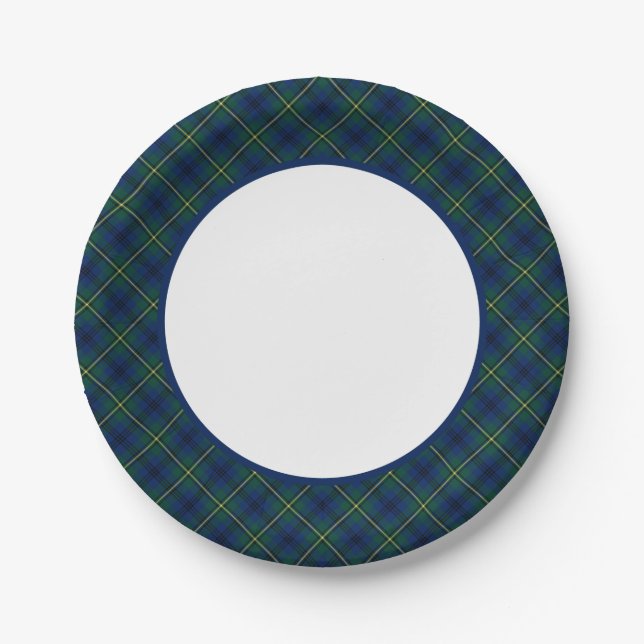 Clan Johnston Tartan Border Paper Plate (Front)