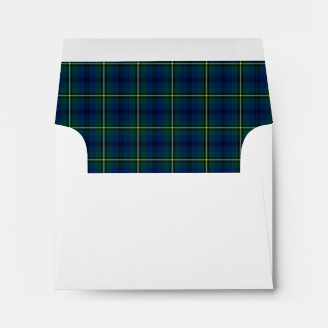 Clan Johnston Tartan Green and Royal Blue Plaid Envelopes (Back (Bottom))