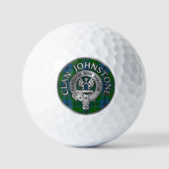 Clan Johnstone Crest & Tartan Knot Golf Balls (Front)