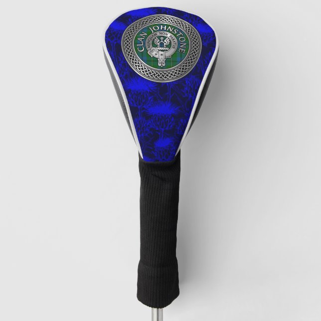 Clan Johnstone Crest & Tartan Knot Golf Head Cover (Front)