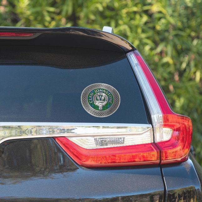 Clan Johnstone Crest & Tartan Sticker (Car Side)