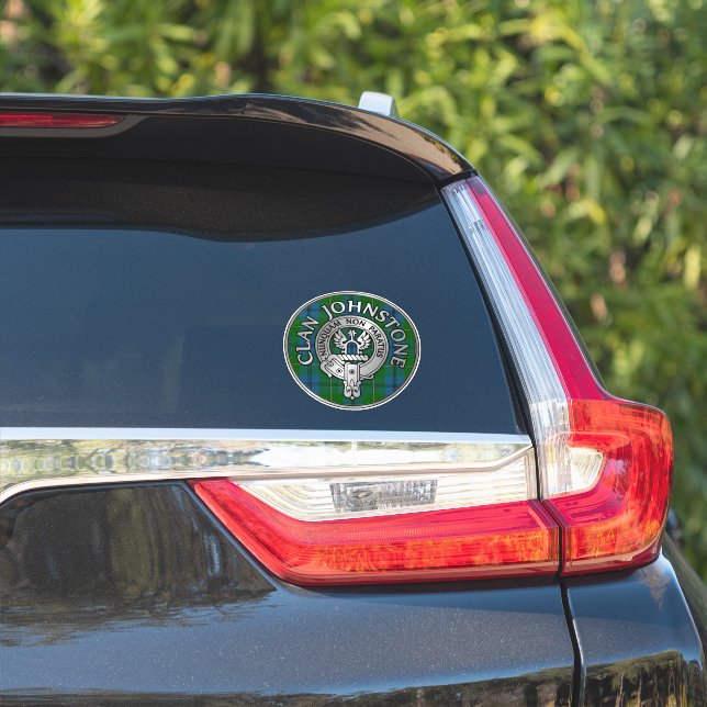 Clan Johnstone Crest & Tartan Sticker (Car Side)