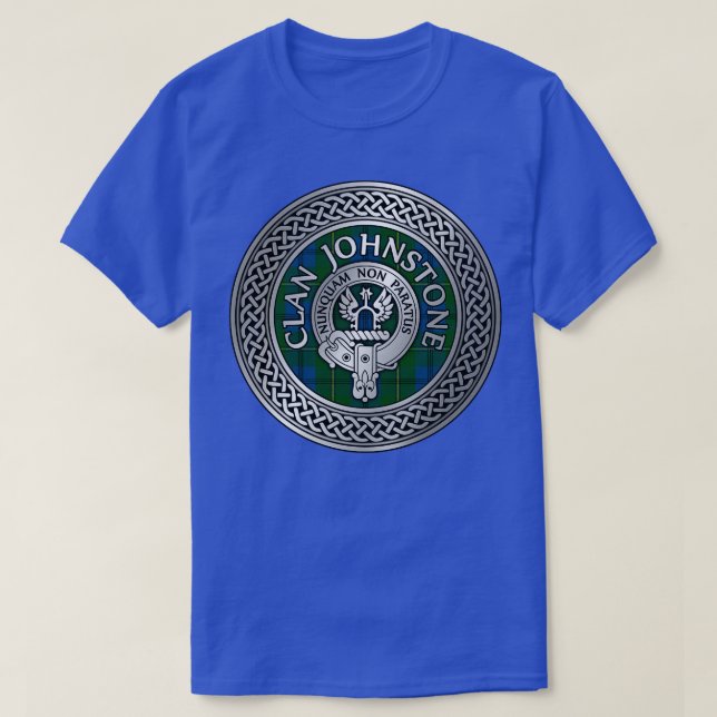 Clan Johnstone Crest Tartan T-Shirt (Design Front)