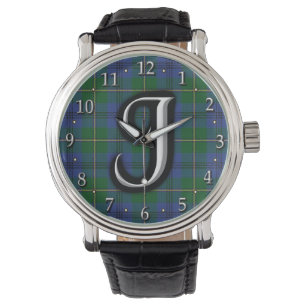 Clan Johnstone Johnston Letter J Monogram Tartan Watch