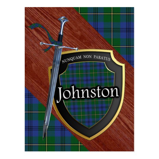 Clan Johnstone Johnston Tartan Sword & Shield Postcard